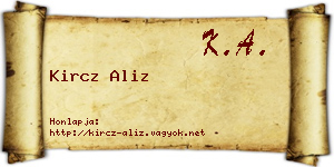 Kircz Aliz névjegykártya